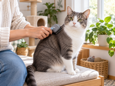 cat loves to be groomed